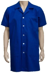 Jaleco Brim Manga Curta Azul Royal C/ 3 Bolsos