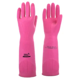 Luva de Látex Longa 40Cm S/Forro Ranhurada Rosa Tam G - Volk