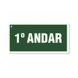 Placa 1° Andar Fotoluminescente Pvc 2Mm 10X20Cm