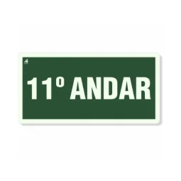 Placa 11° Andar Fotoluminescente Pvc 2Mm 10X20Cm