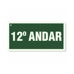 Placa 12° Andar Fotoluminescente Pvc 2Mm 10X20Cm