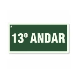 Placa 13° Andar Fotoluminescente Pvc 2Mm 10X20Cm