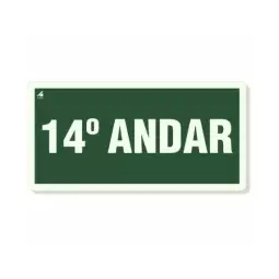 Placa 14° Andar Fotoluminescente Pvc 2Mm 10X20Cm
