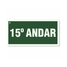 Placa 15° Andar Fotoluminescente Pvc 2Mm 10X20Cm