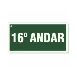 Placa 16° Andar Fotoluminescente Pvc 2Mm 10X20Cm