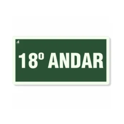 Placa 18° Andar Fotoluminescente Pvc 2Mm 10X20Cm