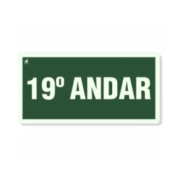 Placa 19° Andar Fotoluminescente Pvc 2Mm 10X20Cm