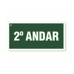 Placa 2° Andar Fotoluminescente Pvc 2Mm 10X20Cm