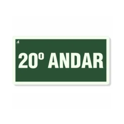 Placa 20° Andar Fotoluminescente Pvc 2Mm 10X20Cm