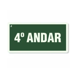 Placa 4° Andar Fotoluminescente Pvc 2Mm 10X20Cm