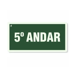 Placa 5° Andar Fotoluminescente Pvc 2Mm 10X20Cm