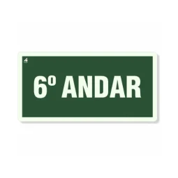 Placa 6° Andar Fotoluminescente Pvc 2Mm 10X20Cm
