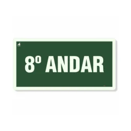 Placa 8° Andar Fotoluminescente Pvc 2Mm 10X20Cm