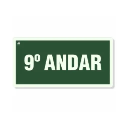 Placa 9° Andar Fotoluminescente Pvc 2Mm 10X20Cm