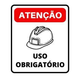 Placa Atenção uso Obrigatório Capacete Pvc 0,05Mm 18X25Cm