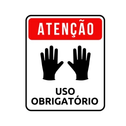 Placa Atenção uso Obrigatório de Luvas Pvc 0,05Mm 18X25Cm