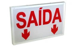 Placa de Saída de Emergência Dupla Face Grande 50X32Cm - Luxpryme