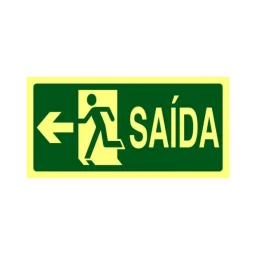Placa Fotoluminescente de Saída para Esquerda Pvc 2Mm 24X12Cm S13 e