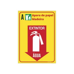 Placa Extintor Água Pvc 1Mm 26X16Cm (Fundo Amarelo)