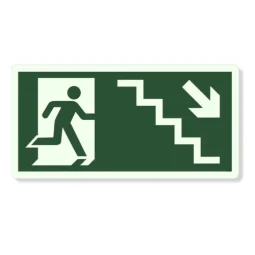 Placa Fotoluminescente de Saída Descendo Escada para Direita Pvc 2Mm 25X16Cm S8