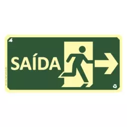 Placa Fotoluminescente Saída para Direita Pvc 2Mm 50X32Cm S13