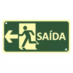 Placa Fotoluminescente Saída para Esquerda Pvc 2Mm 50X32Cm S13