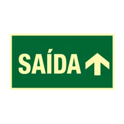 Placa Fotoluminescente Saída Seta P/ Cima e Escrita 24 X 12 2Mm