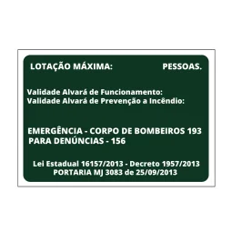 Placa Lotação Máxima Permitida Pvc 1Mm 40X30Cm Placa Lotação Máxima Permitida Pvc 1Mm 40X30Cm