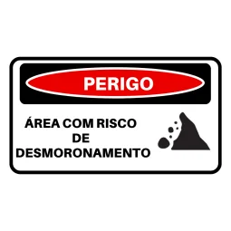 Placa Perigo Área com Risco de Desmoronamento Pvc 0,5Mm 30X20Cm