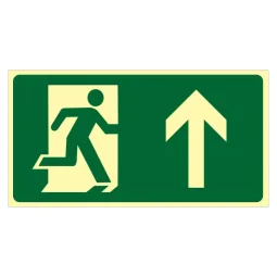 Placa Rota de Fuga Saída Seta para Cima Fotoluminescente 40X20Cm Pvc