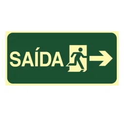 Placa Fotoluminescente Saída para Direita Pvc 2Mm 25X16Cm (S13)