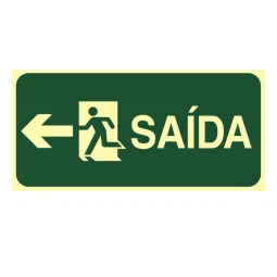 Placa Fotoluminescente Saída para Esquerda Pvc 2Mm 25X16Cm (S13)