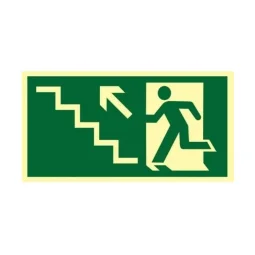 Placa Fotoluminescente Subindo Escada para Esquerda Pvc 2Mm 24X12Cm S10