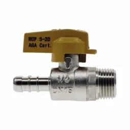 Registro de Gás Esfera Npt 1/2" (E) X 3/8" (Tm Terminal Mangueira)