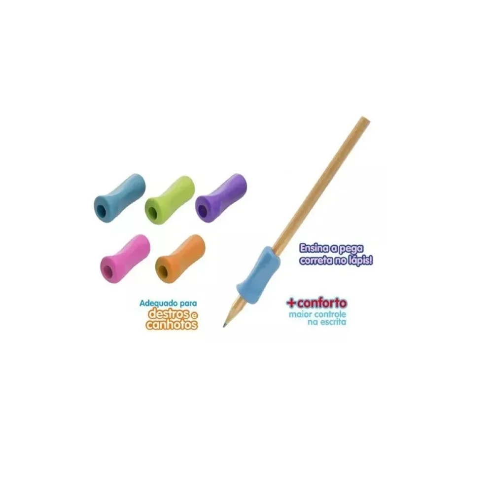 APOIO PEDAGOGICO DE BORRACHA CORES SORTIDAS P/ LAPIS 603766 TRIS