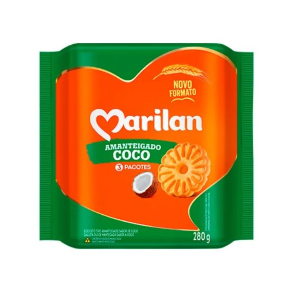 BISCOITO AMANTEIGADO COCO 280G MARILAN