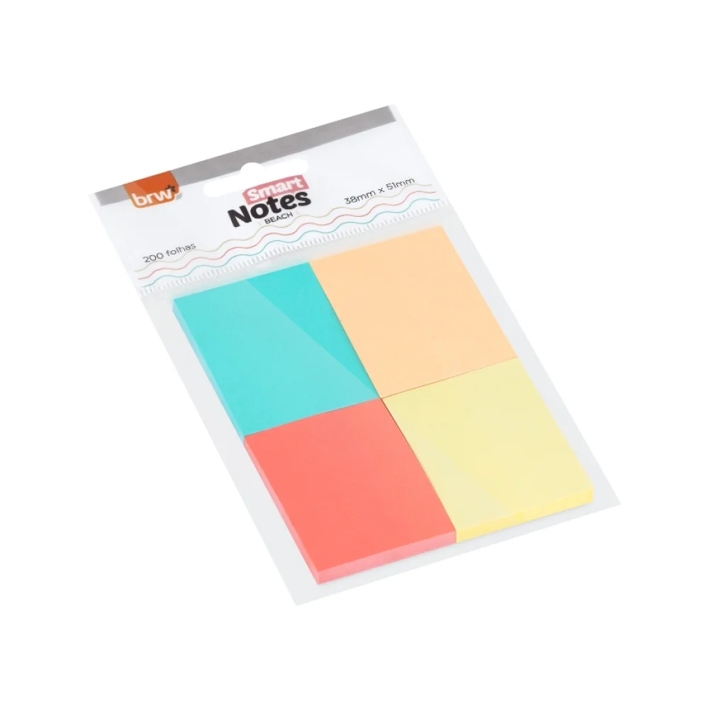 BLOCO ADESIVO 38 X 51 MM C/ 200 FLS BEACH CORES BA3852 BRW