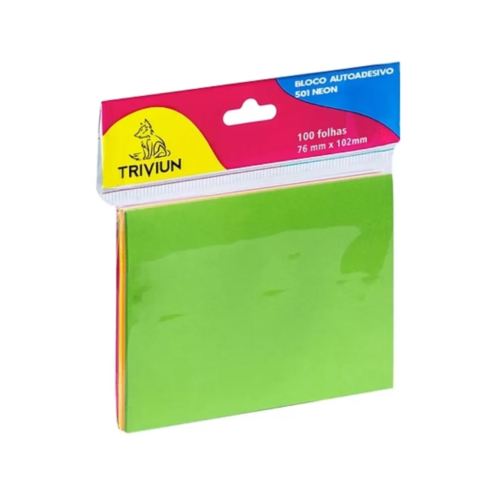 BLOCO ADESIVO 76 X 102 MM C/ 100 FLS 4 CORES NEON 501 TN