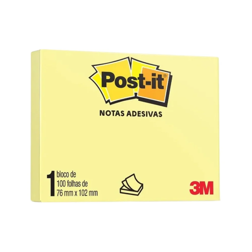 BLOCO ADESIVO 76 X 102 MM C/ 100 FLS AMARELO 657 POST-IT 3M