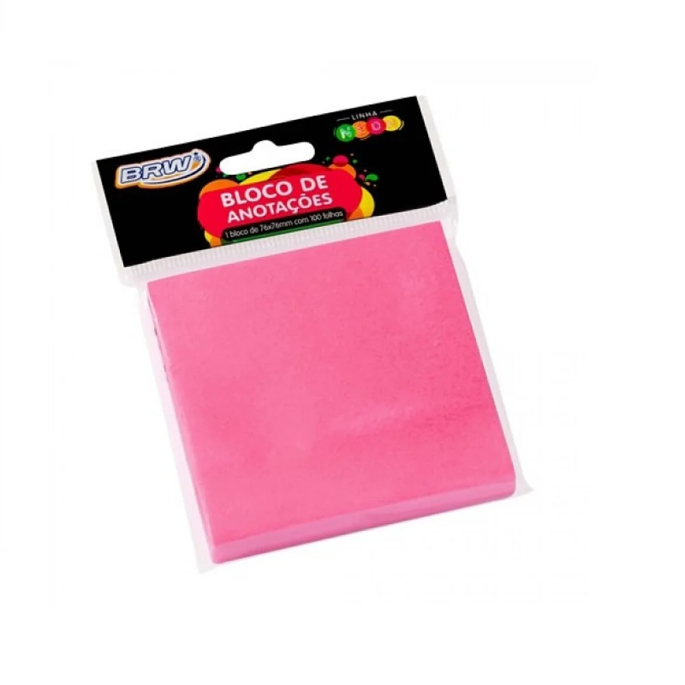 BLOCO ADESIVO 76 X 76 MM C/ 100 FLS ROSA NEON BA7673 BRW