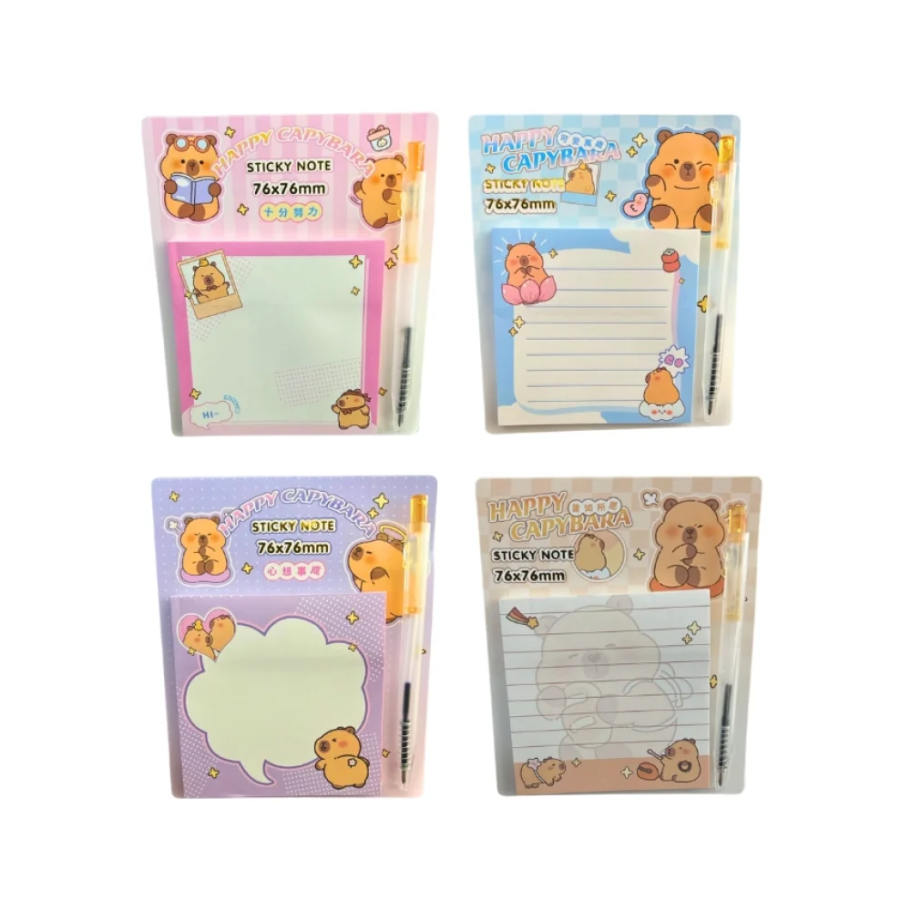 BLOCO ADESIVO 76 X 76 MM C/ 70 FLS + CANETA CAPIVARA SORTIDOS