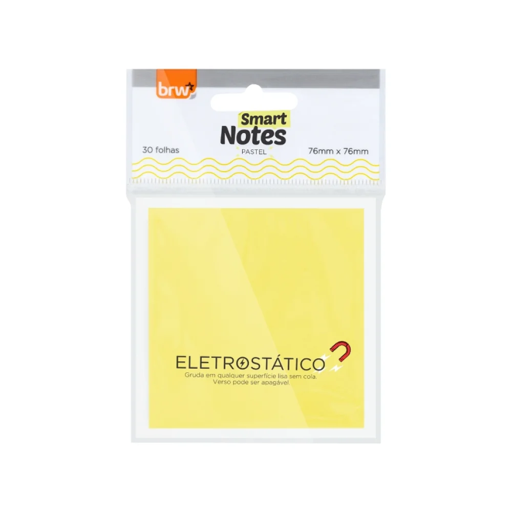 BLOCO ELETROSTATICO 76 X 76 MM C/ 30 FLS AMARELO BA7630 BRW