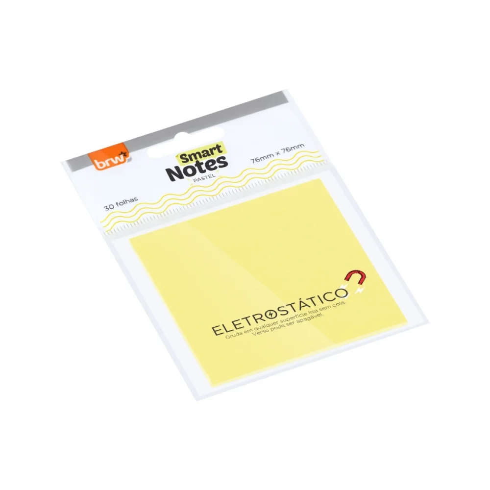 BLOCO ELETROSTATICO 76 X 76 MM C/ 30 FLS AMARELO BA7630 BRW