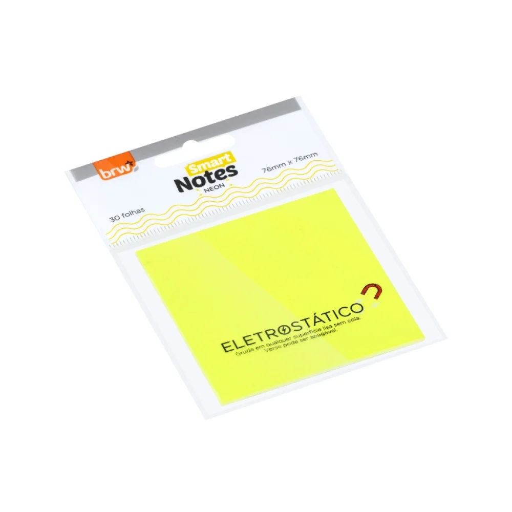 BLOCO ELETROSTÁTICO 76 X 76 MM C/ 30 FLS AMARELO NEON BA7620 BRW