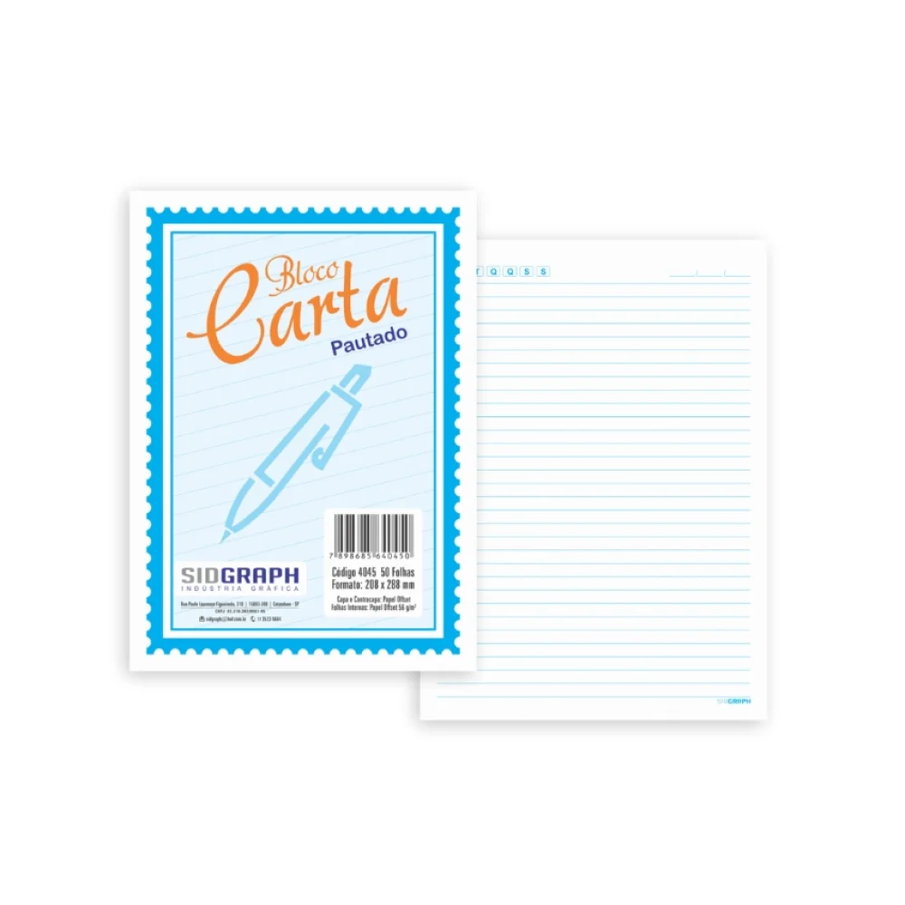 BLOCO PAUTADO CARTA 50 FLS 4045 SIDGRAPH