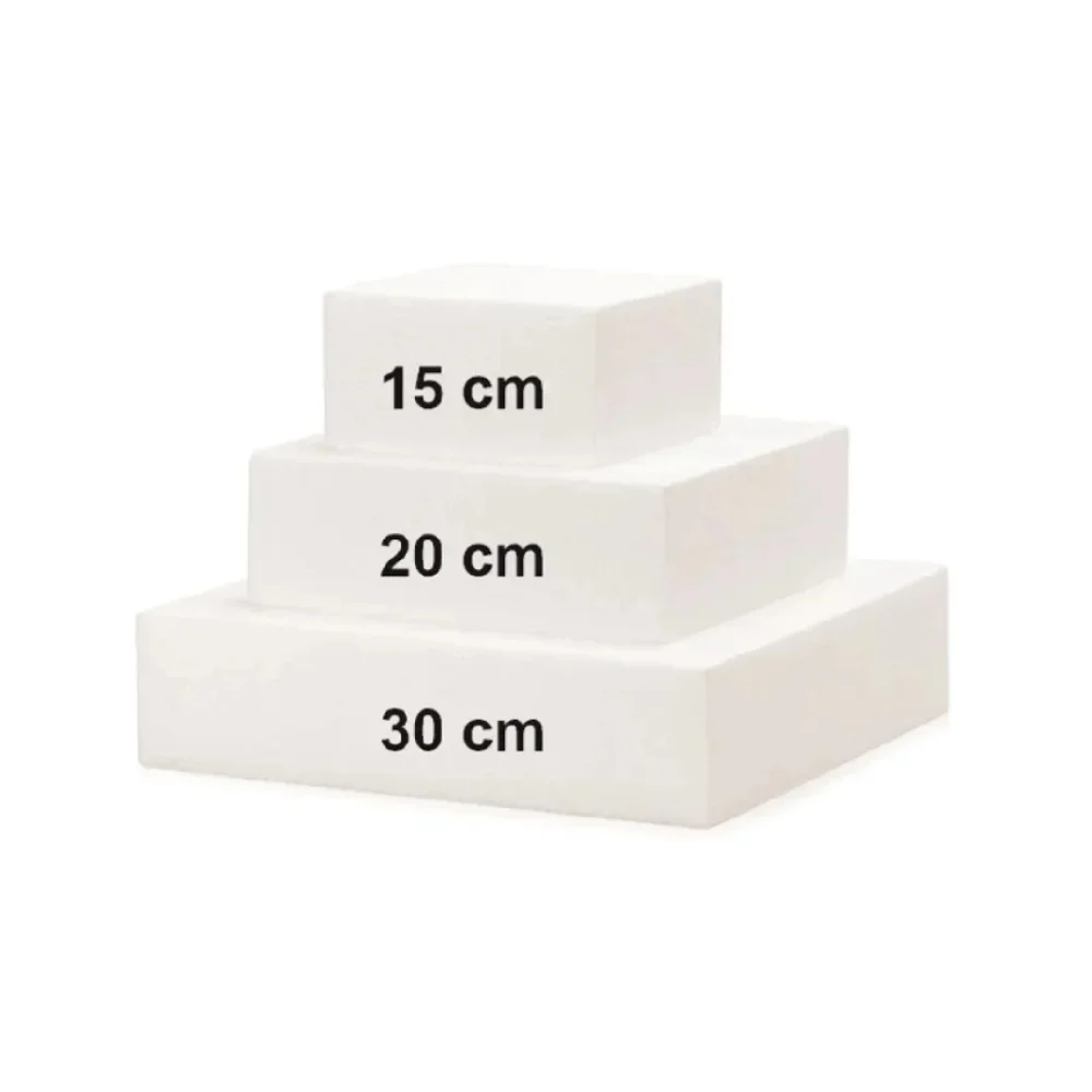 BOLO DE ISOPOR 30 X 30 X 10 CM QUADRADO