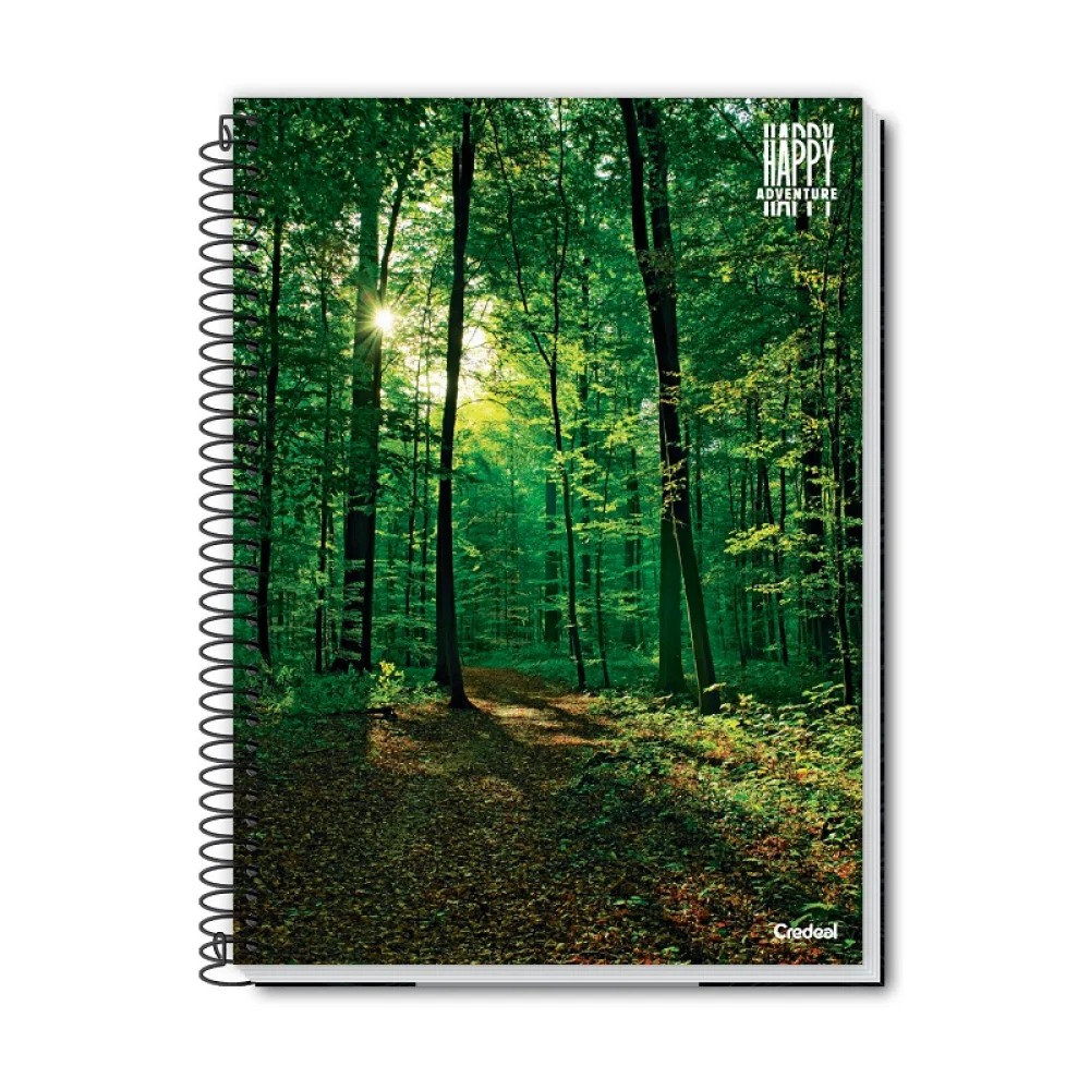 CADERNO FLEXIVEL 1/4 ESPIRAL 96 FLS HAPPY ADVENTURE CREDEAL