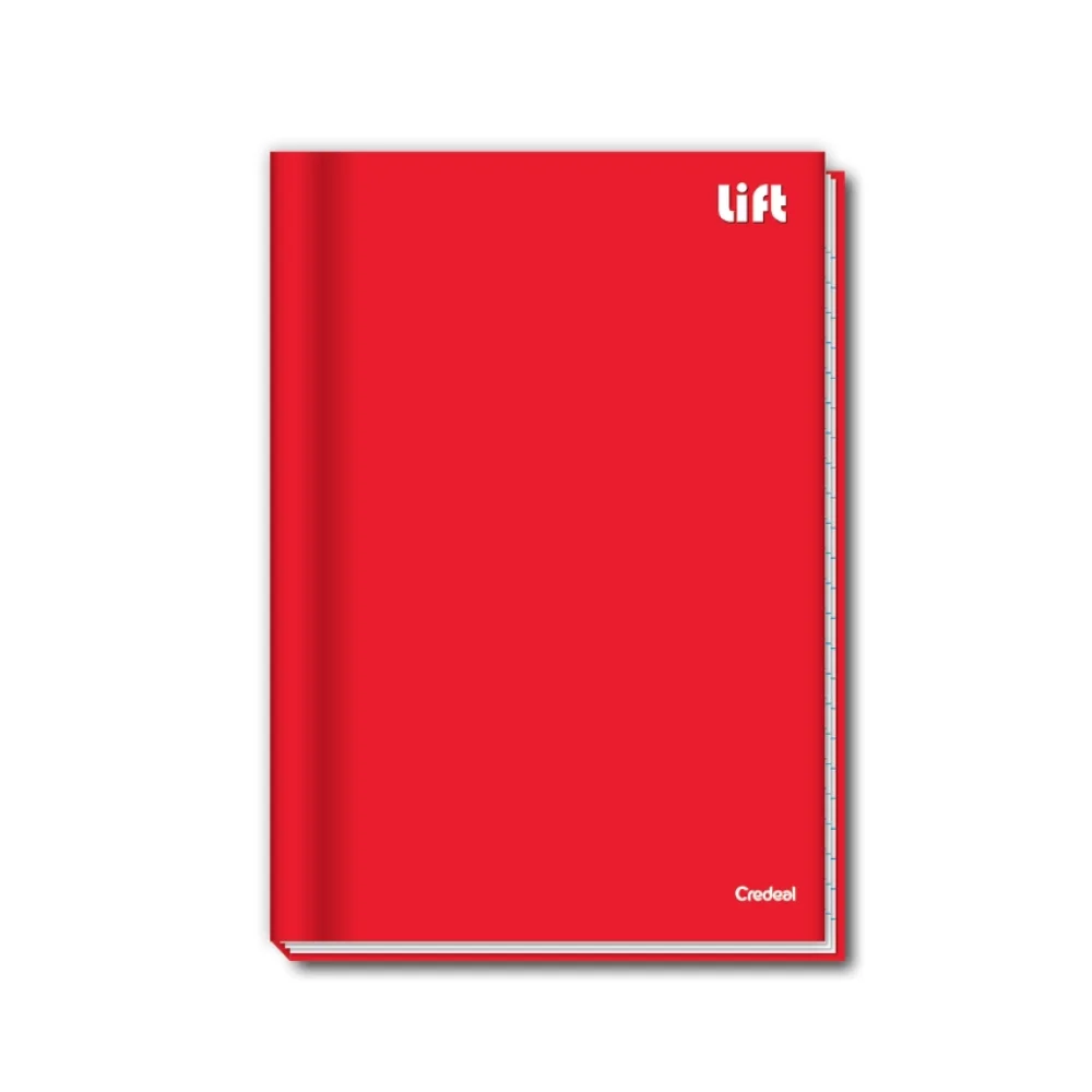 CADERNO CAPA DURA 1/4 BROCHURA 48 FLS VERMELHO LIFT CREDEAL