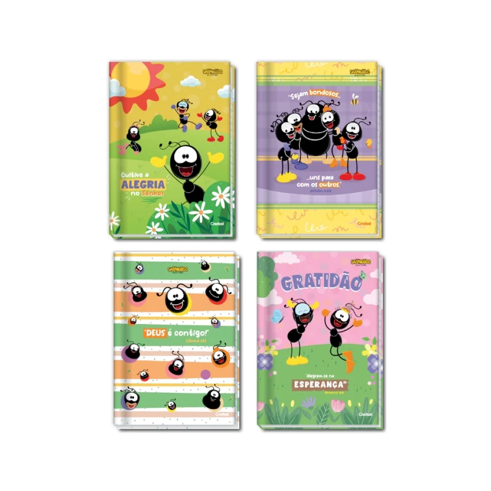 CADERNO CAPA DURA 1/4 BROCHURA 80 FLS SMILINGUIDO CREDEAL