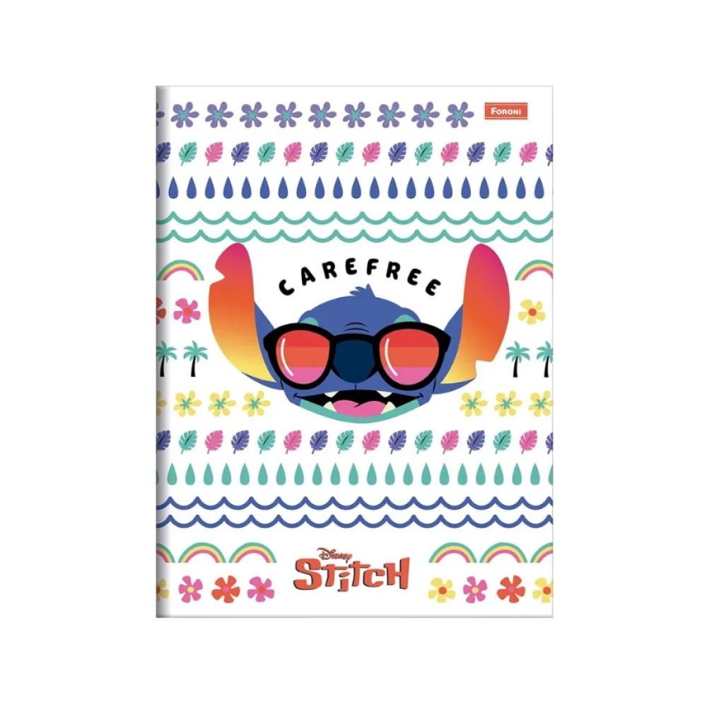 CADERNO CAPA DURA 1/4 BROCHURA 80 FLS STITCH FORONI